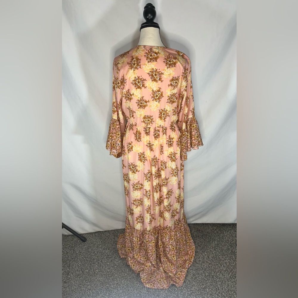Vera Moda Floral Eavis Maxi Dress In Rose Tan Size M Romantic Wedding - Picture 3 of 16